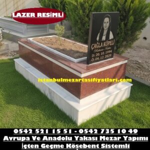 Tek Kişilik Lazer Resimli Granit Mermer Mezar