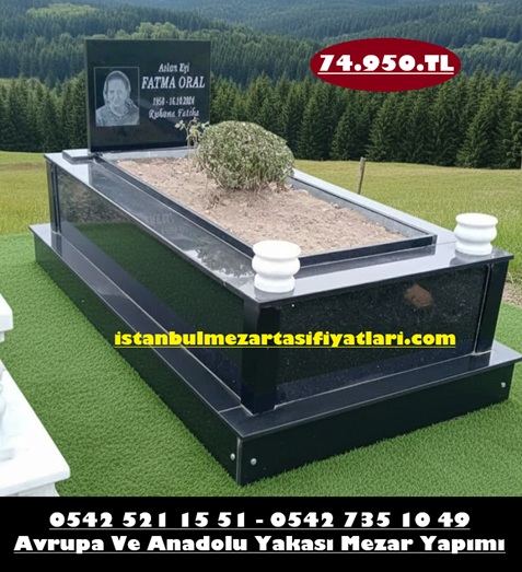 Tek Kişilik Lazer Resimli Granit Mezar - Absolute Black Granit Mezar Modeli - Görsel 4