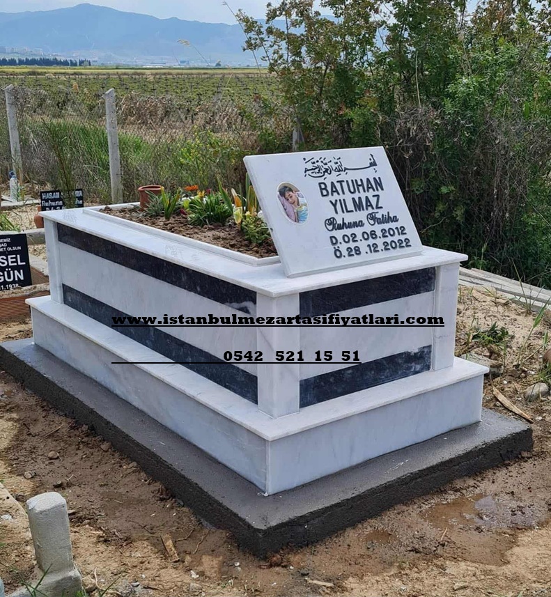 Tek Kişilik Çift Şeritli Mermer Mezar - Akbaba Mezar Taşı Fiyatları - Görsel 3