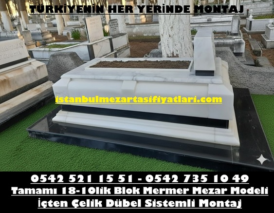 Tek Kişilik Temel Profil İşlemli Granit Kuşaklı Gövdesi Blok Mermer Mezar - Görsel 6
