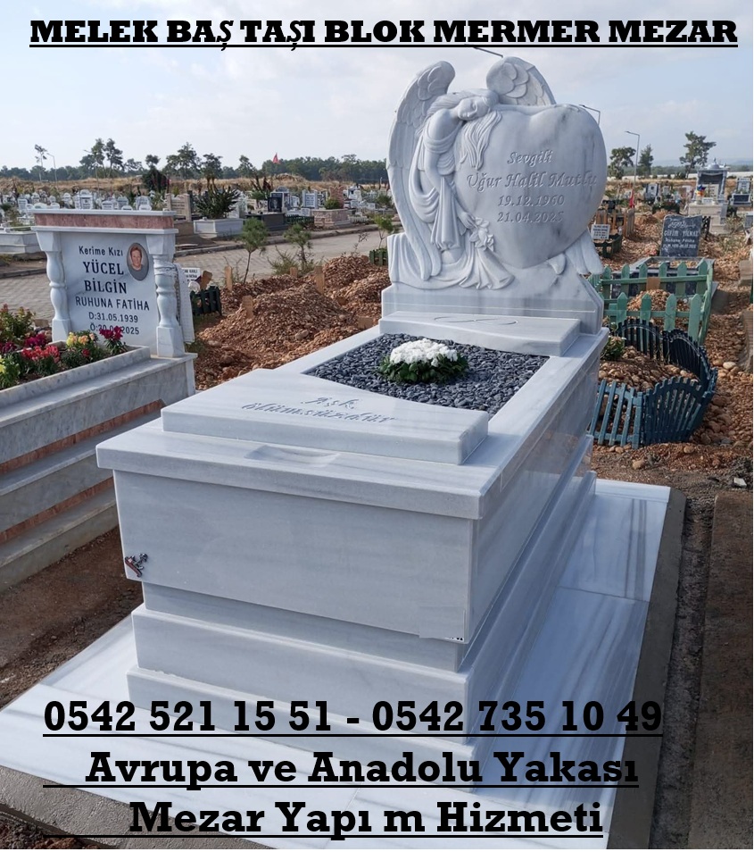 Tek Kişilik Cnc İşleme Melek Baş Taşı 5lik Blok Mermer Mezar Modeli - Görsel 3