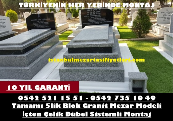 Tek Kişilik 5cm Beta Granit Baş Taşı Nero Gaska Kapaklı Blok Mezar - Görsel 4