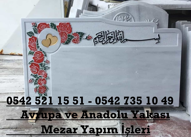 Kardelen Çiçekli Kabartma Yazı Mezar Baş Taşı Modeli - Baş Taşı Modelleri - Görsel 6