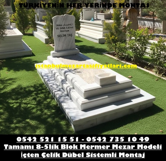 Tek Kişilik 3D Baş Taşı Blok Mermer Mezar - Mermer Mezar Yapım İşleri - Görsel 4