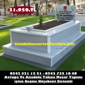 Tek Kişilik Küpeşte Çıtalı Porselen Resimli Mermer Mezar - Mezar Yapım İşleri