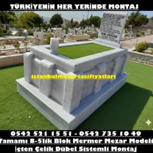 Tek Kişilik Mermer Tasarım Geçme Blok Mezar - Ümraniye Mezar Taşı Fiyatları