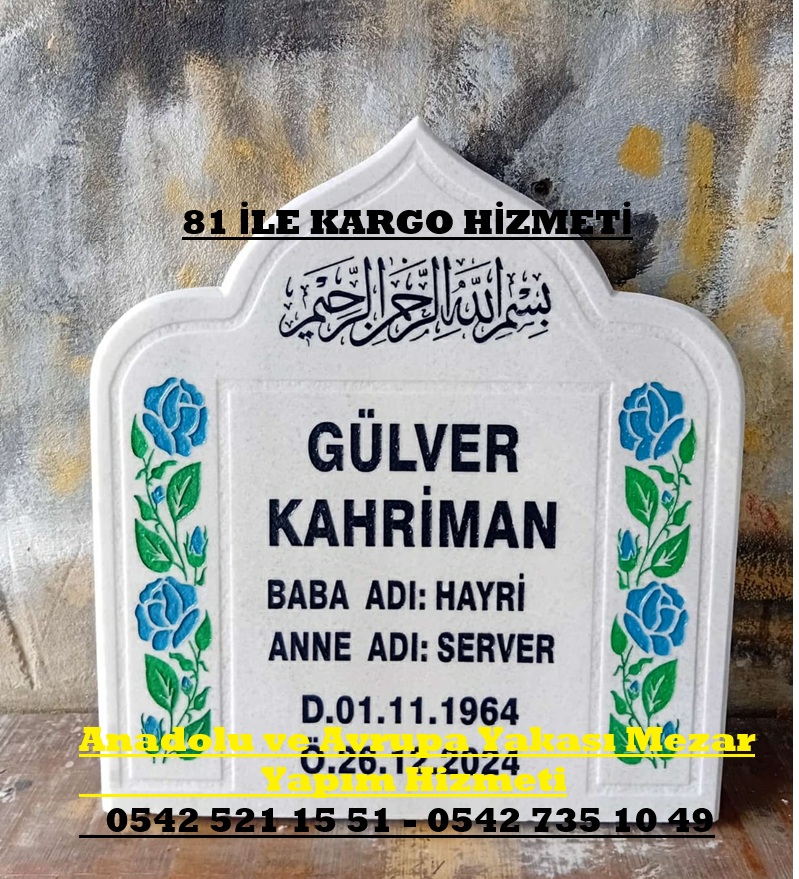 Tek Kişilik Mavi Gül Çiçekli Mezar Baş Taşı Modeli - Mermer Baş Taşı Fiyatları