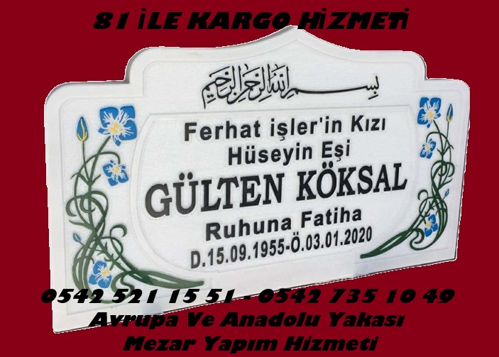 Kardelen Çiçekli Kabartma Yazı Mezar Baş Taşı Modeli - Baş Taşı Modelleri