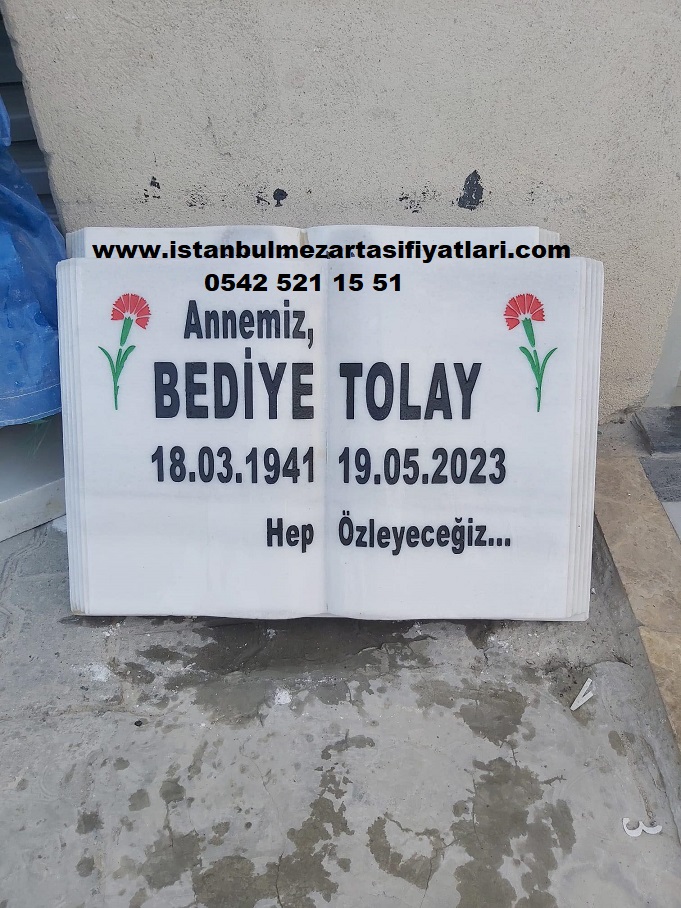 Gül Desenli Kabartma Yazı Kitabe Mezar Baş Taşı Modeli - Görsel 7