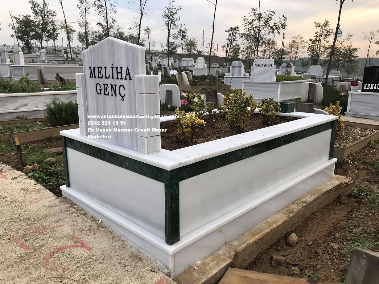 Tek Kişilik Granit Şeritli Mermer Mezar - Beykoz Mermer Mezar Fiyatları - Görsel 5