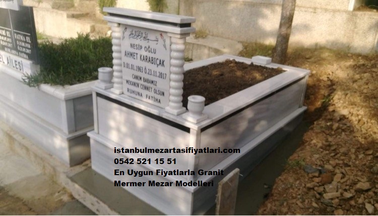 Tek Kişilik Granit Şeritli Sütunlu Mezar - Yenimahalle Mezar Yapım İşleri - Görsel 3