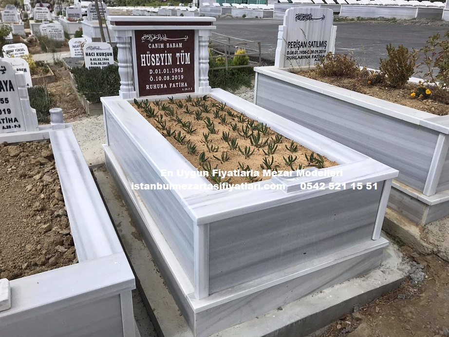 Tek Kişilik Baş Taşı Granit Sütunlu Mermer Mezar - Mezar Yapımı Fiyatları - Görsel 2