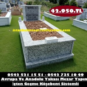 Tek Kişilik Gri Granit Mermer Mezar - Beykoz Mezar Yapımı
