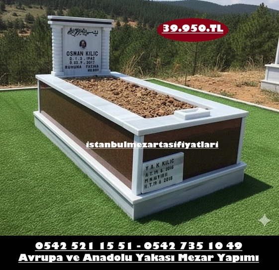 Tek Kişilik Gövde Granit Sütunlu Mermer Mezar - Mezar Taşı Fiyatları