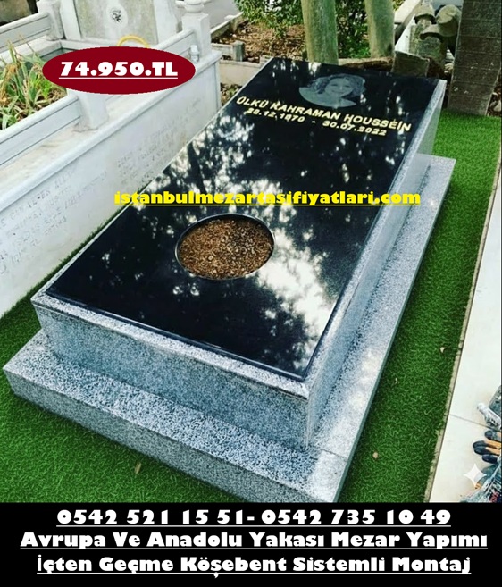 Tek Kişilik Beta Gri Granit Tamamı Kapaklı Lazer Resimli Granit Mezar Modeli - Görsel 2