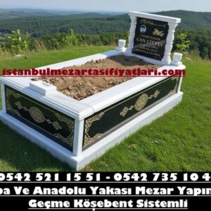 Tek Kişilik Desenli Gövde Baştaşı Granit Mezar - Mezar Yapımı