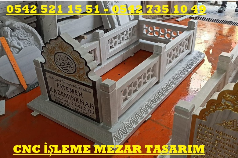 Tek Kişilik Kafesli Cnc İşleme Mermer Mezar - Mezar Yapım İşleri - Görsel 7