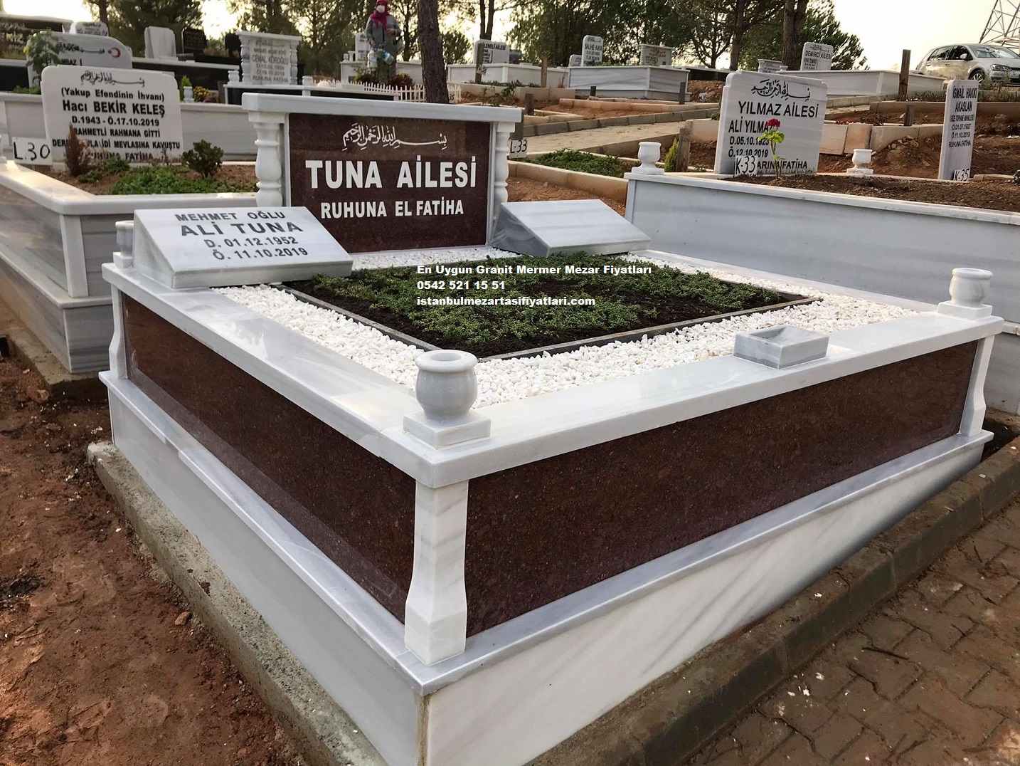 Çift Kişilik Abide Baş Taşı Granit Mermer Mezar - Görsel 5