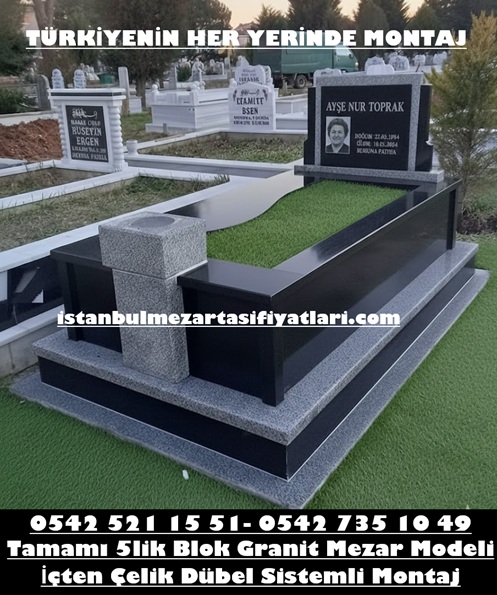 B30 Gri Siyah Kapaklı Granit Mezar – Sancaktepe Mezar Yapım İşleri - Görsel 2