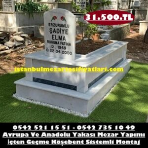 Tek Kişilik Granit Şeritli Mermer Mezar - Taşdelen Mezar Taşı Fiyatları