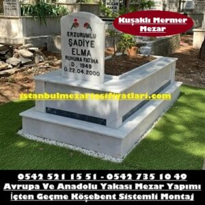Tek Kişilik Granit Şeritli Mermer Mezar - Taşdelen Mezar Taşı Fiyatları