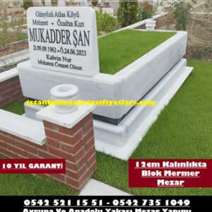 Tek Kişilik 8cm Kalınlık Blok Mermer Mezar - Mezar Yapım Ücretleri İstanbul