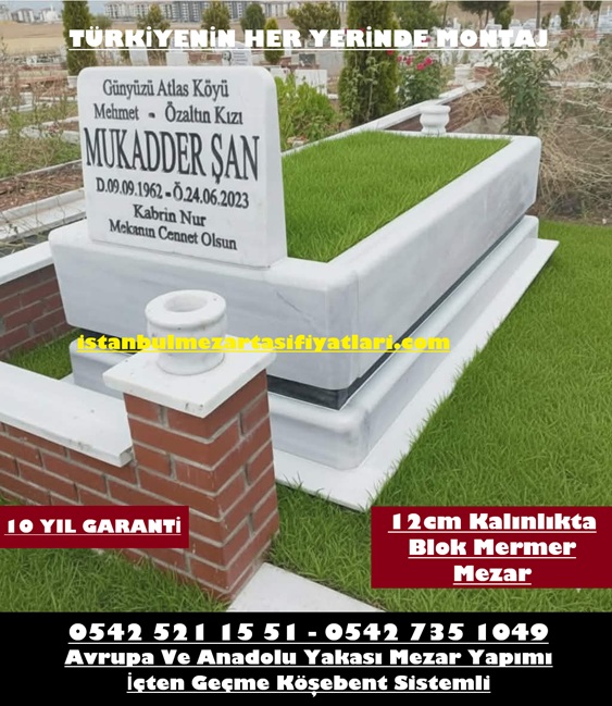 Tek Kişilik 8cm Kalınlık Blok Mermer Mezar - Mezar Yapım Ücretleri İstanbul
