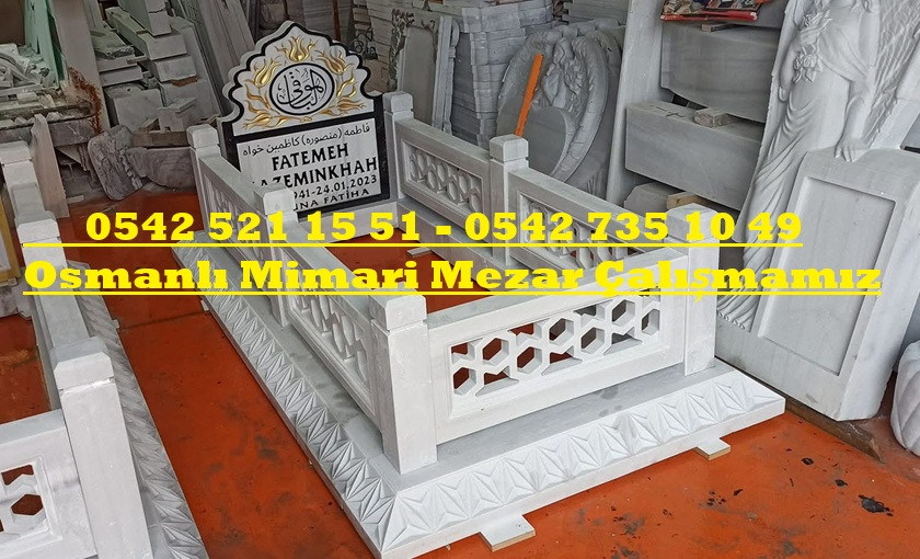Tek Kişilik Kafesli Cnc İşleme Mermer Mezar - Mezar Yapım İşleri - Görsel 6