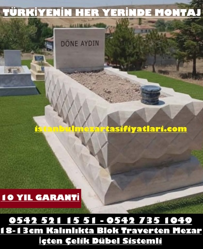 Tek Kişilik Üçgen Kesim Oymalı Blok Tasarım Mezar - Güzel Mezar Modeli