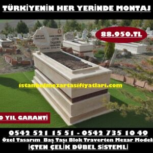 Y-38 Granit Kuşaklı Özel Kesim Baş Taşı Traverten Mezar - Karacaahmet Mezar Yapımı