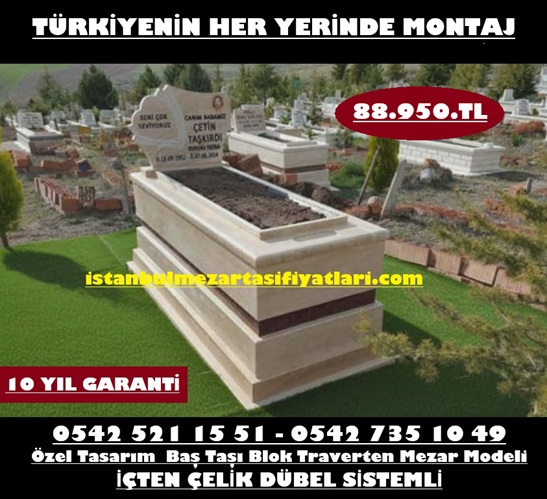 Y-38 Granit Kuşaklı Özel Kesim Baş Taşı Traverten Mezar - Karacaahmet Mezar Yapımı