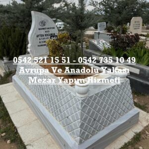 Tek Kişilik Baklava Dilimli Konik Blok Mermer Mezar - Özel Tasarım Blok Mezar Modeli