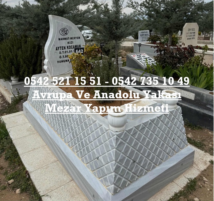 Tek Kişilik Baklava Dilimli Konik Blok Mermer Mezar - Özel Tasarım Blok Mezar Modeli