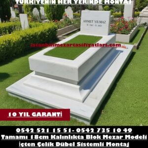 Y38 Bursa Beyaz Kavisli Blok Mezar – Eyüp Sultan Mermer Mezar Yapımı
