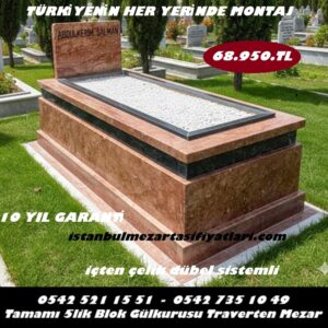 GK1 Pembe Traverten Siyah Kuşaklı Mezar – Pendik Mezar Taşı Fiyatları