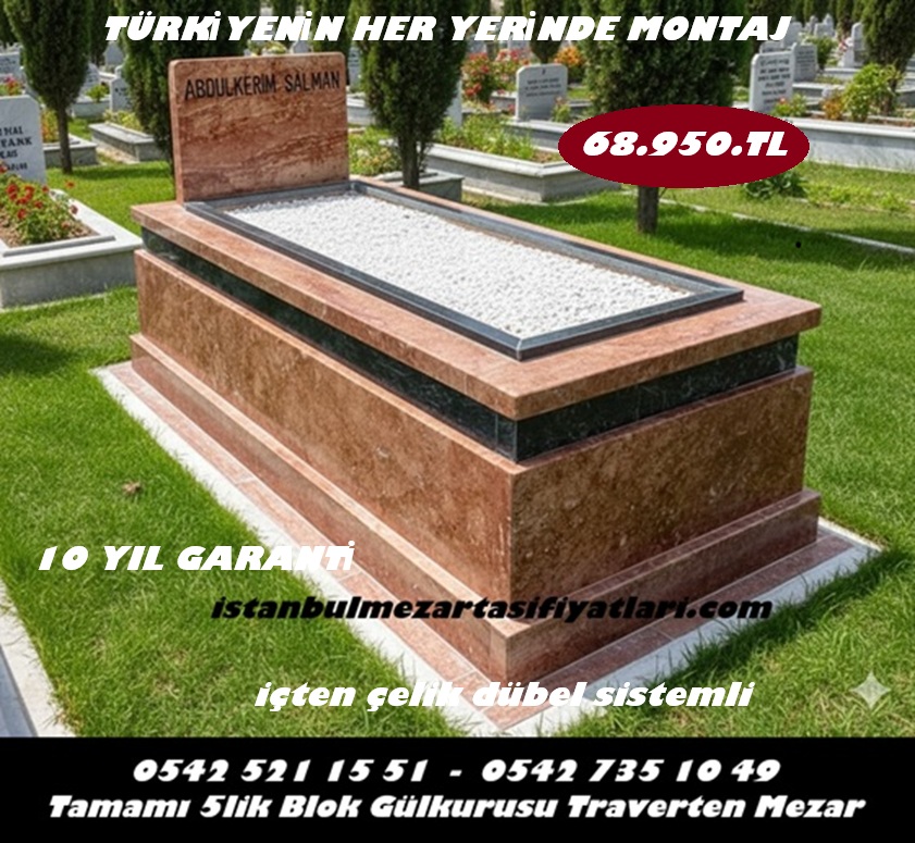 GK1 Pembe Traverten Siyah Kuşaklı Mezar – Pendik Mezar Taşı Fiyatları