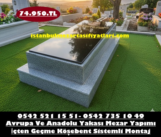 Tek Kişilik Beta Gri Granit Tamamı Kapaklı Lazer Resimli Granit Mezar Modeli