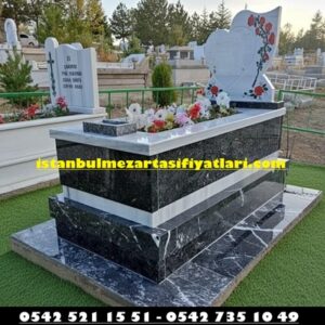 S1 Özel Tasarım Siyah Beyaz Mermer Mezar – İstanbul Güzel Mezar Modelleri