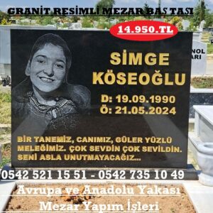 Lazer Resimli 50x70 Granit Mezar Taşı - Resimli Mezar Fiyatları