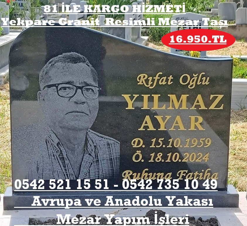 Tek Kişilik 55x70 5cm Kalınlıkta Lazer Resimli Granit Mezar Baş Taşı Modeli