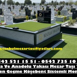 İki Kişilik Gövdesi Gri Tamamı Siyah Granit Mezar - İstanbul Kabristan Mezar Fiyatları