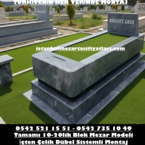 Tek Kişilik Afyon Gri Blok Mermer Mezar - Blok Mermer Mezar Fiyatları