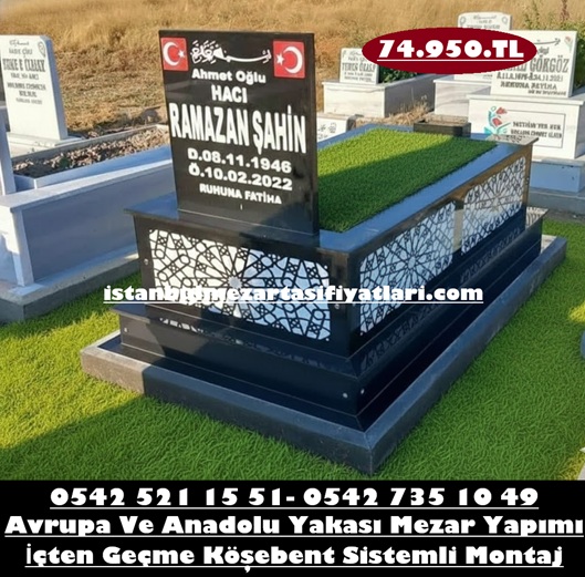 Tek Kişilik Gövde Desenli Siyah Granit Mezar - İstanbul Mezar Yapım İşleri - Görsel 2