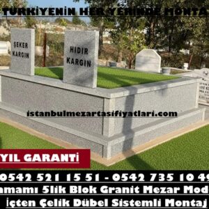 B13 Çift Kişilik Komple Gri Renkli Granit Mezar – Feriköy Mezar Taşı Fiyatları