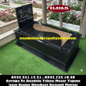 Tek Kişilik Absolute Black Siyah Yarım Kapaklı Granit Mezar - Hadımköy Mezar Yapımı