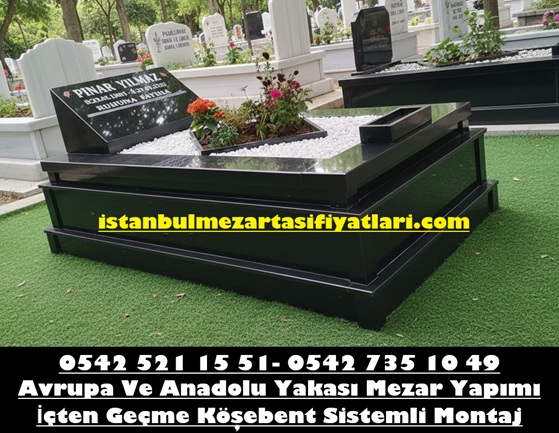 İstanbul Tek Kişilik Desenli 5cm Baş Taşı Granit Mezar - Görsel 4