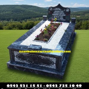 Tek Kişilik Gövde Desen İşleme Uludağ Siyah Mezar - Mezar Yapım İşleri