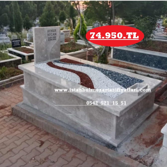 Tek Kişilik Su Yolu İşleme Bej Mermer Mezar - Zincirlikuyu Mezar Yapımı