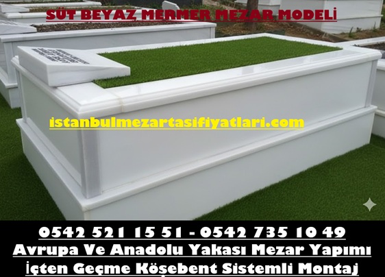 Tek Kişilik Baştaşı Abide Süt Beyazı Mermer Mezar - İstanbul Beyaz Mermer Mezar Fiyatı - Görsel 4