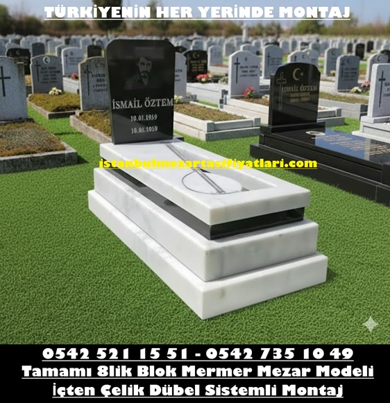 Lazer Baş Taşı Bağlama Kesim Kapalı 8lik Blok Mermer Mezar - Görsel 4